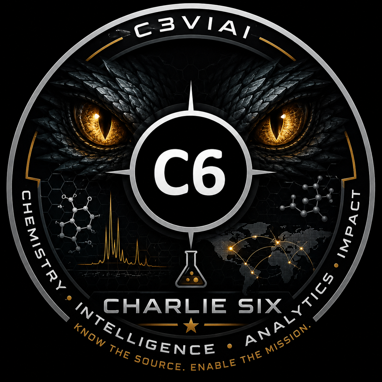 C3VIAI — Charlie Six intelligence analytics emblem